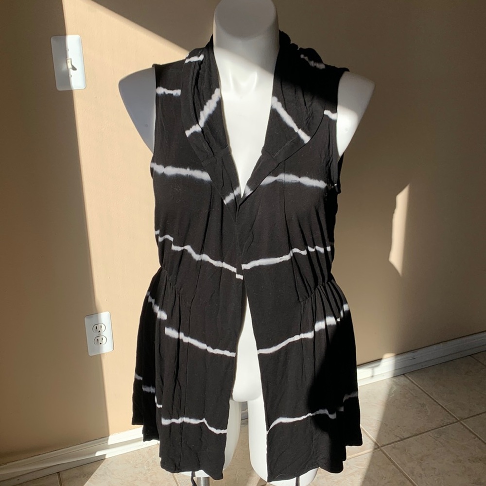 Boston Proper Black Tie Dye‎ Hooded Bathing suit cover up size L